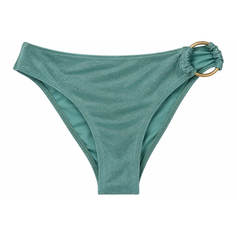 Vitamin A Lolita Bikini Bottom M Aqua Metallic Gold Ring High Waist Swim